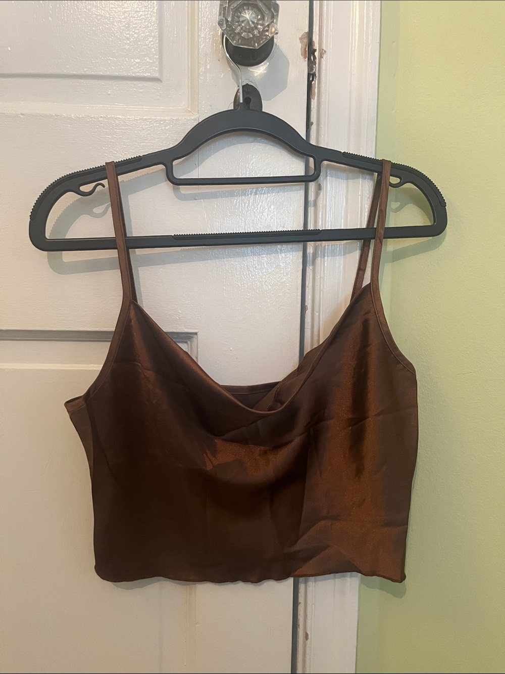 SHEIN Satin Cowl Neck Camisole Tank Top - Brown